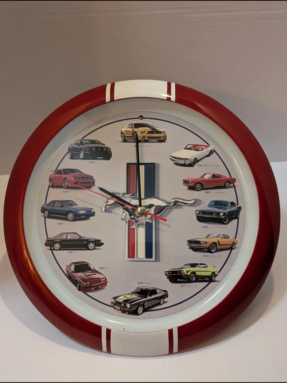 Red Mustang Heritage Wall Clock - Vintage Car Decor